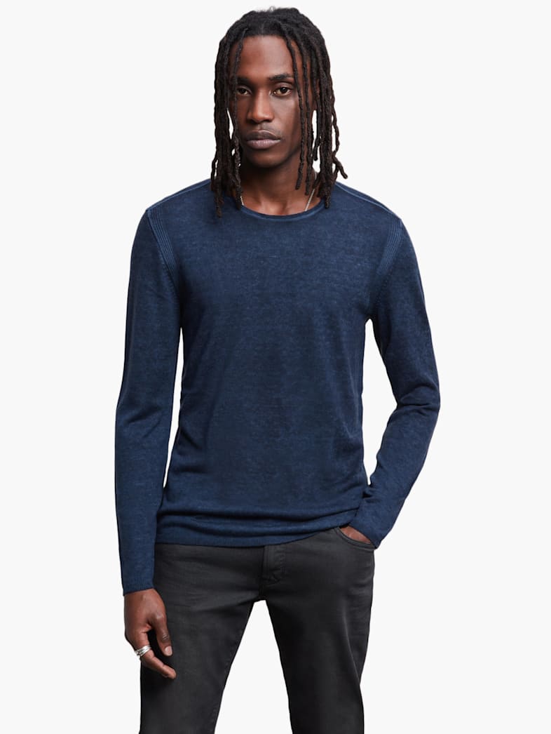 John Varvatos PETE CREW NECK SWEATER Clothing Featured JV ESSENTIALS PETE CREW NECK SWEATER NAVY