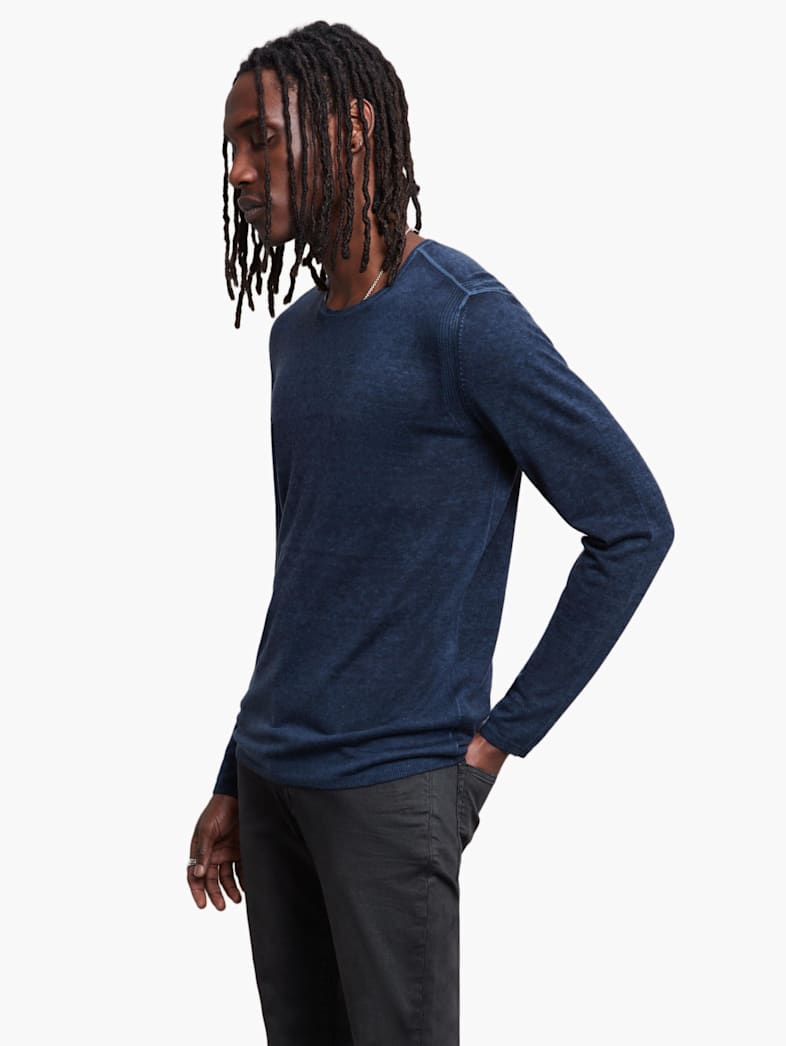 John Varvatos PETE CREW NECK SWEATER Clothing Featured JV ESSENTIALS PETE CREW NECK SWEATER NAVY