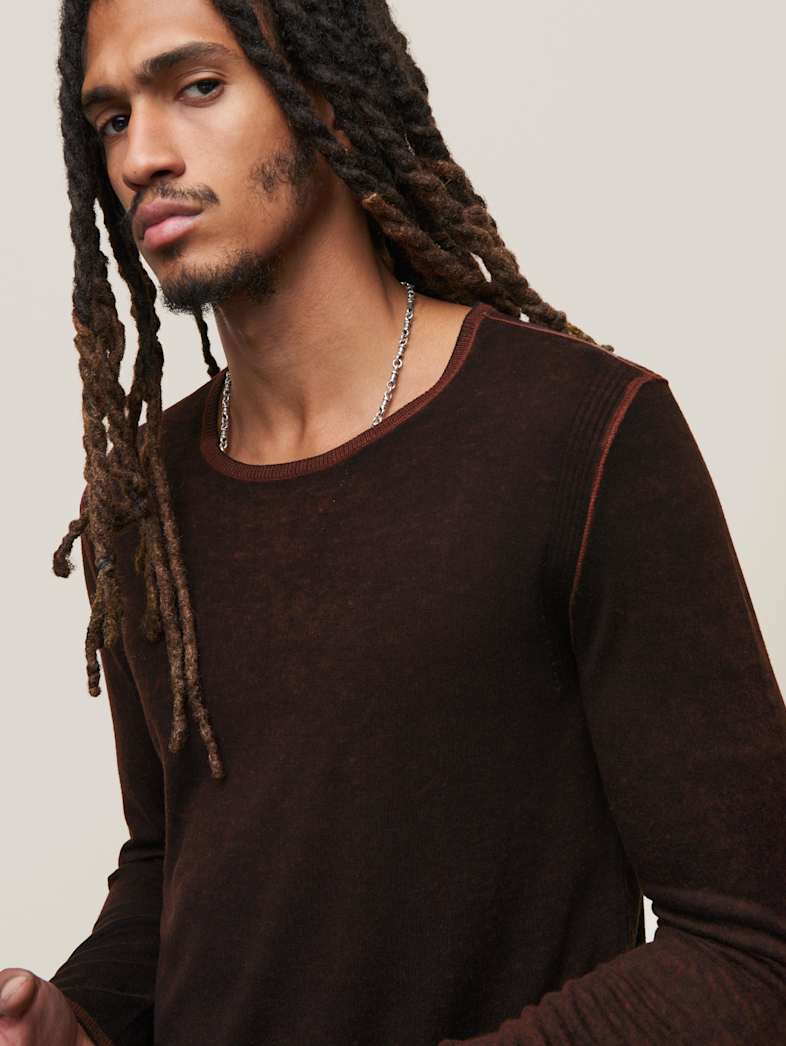 John Varvatos PETE CREWNECK Outlet Outlet Tops PETE CREWNECK RUSSET