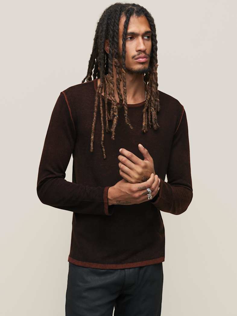 John Varvatos PETE CREWNECK Outlet Outlet Tops PETE CREWNECK RUSSET