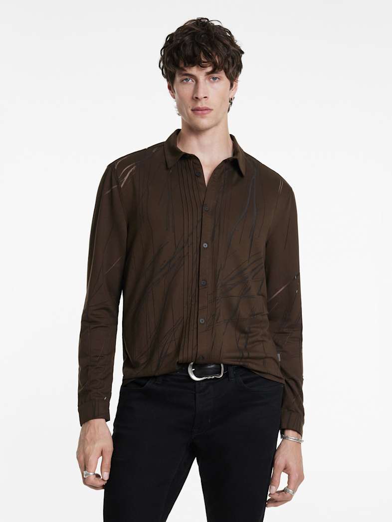 John Varvatos PHOENIX SHIRT Outlet Outlet Tops PHOENIX SHIRT CHOCOLATE