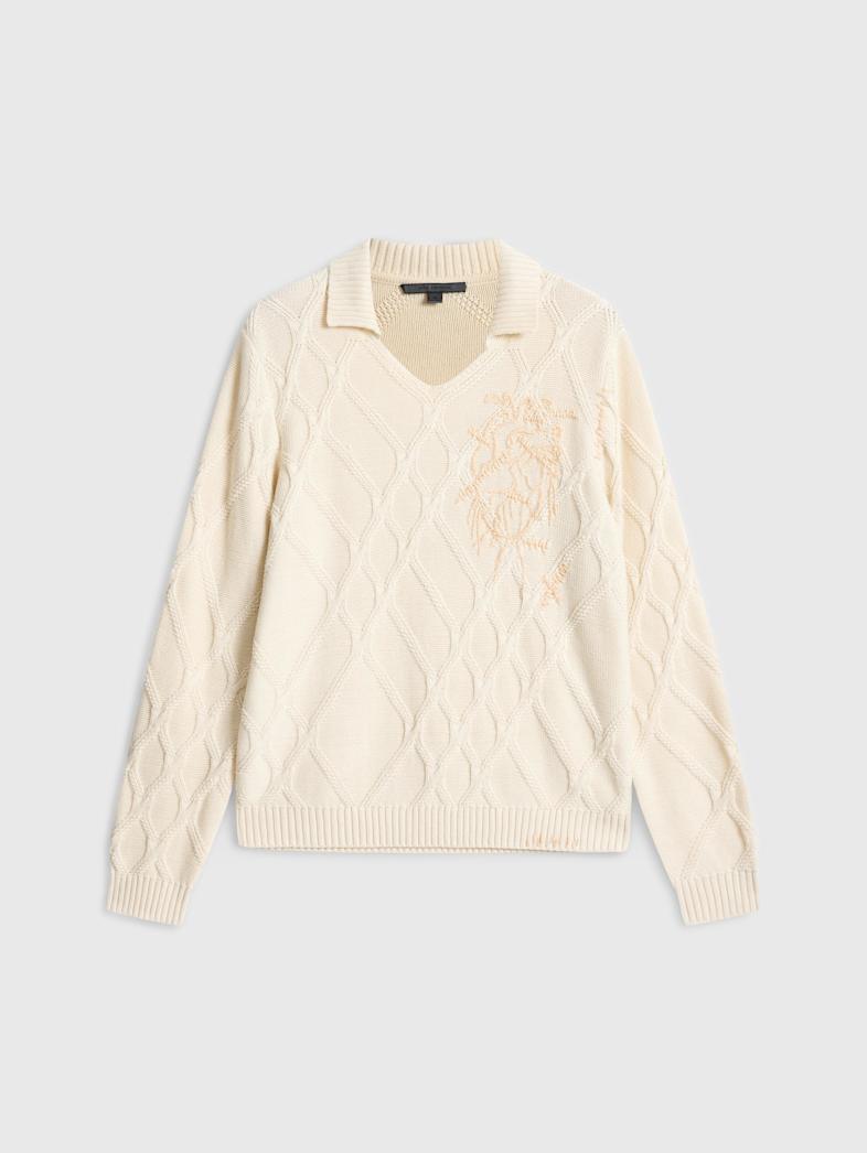 john varvatos ROBIN SWEATER POLO Outlet Outlet Tops ROBIN SWEATER POLO ECRU
