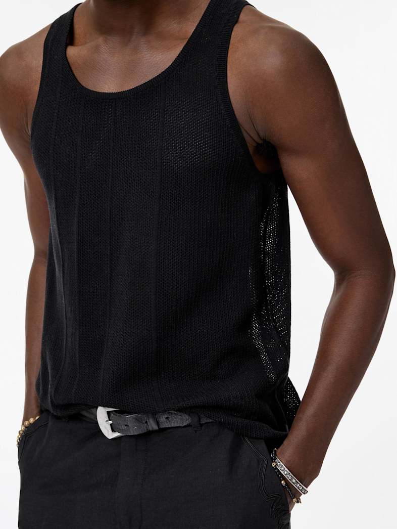 John Varvatos RUIZ TANK Clothing Tops Sweaters RUIZ TANK BLACK