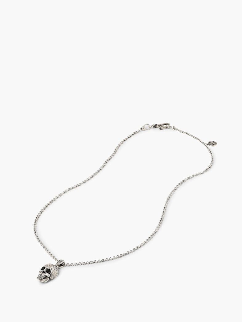 john varvatos SILVER DISTRESSED SKULL NECKLACE SILVER