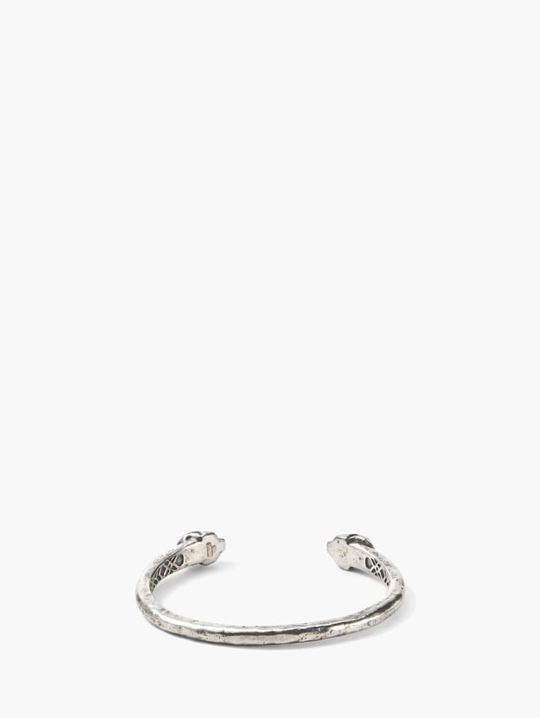 john varvatos SKULL CUFF BRACELET WITH BLACK DIAMONDS SILVER