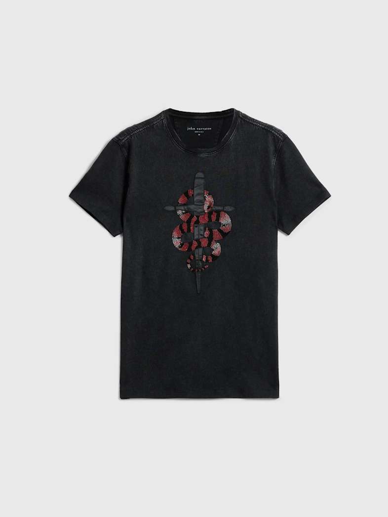 john varvatos SNAKE AND DAGGER TEE Outlet SNAKE AND DAGGER TEE BLACK