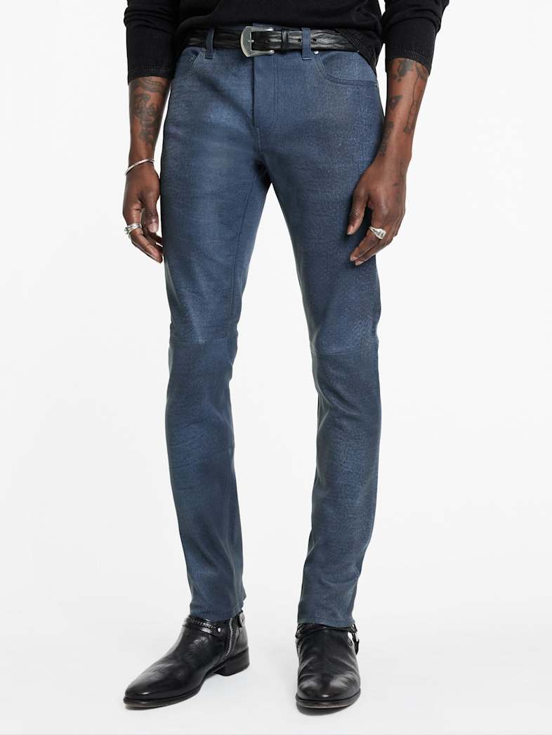 John Varvatos THE ROCKER LEATHER JEANS Outlet Outlet Leather & Outerwear THE ROCKER LEATHER JEANS INK