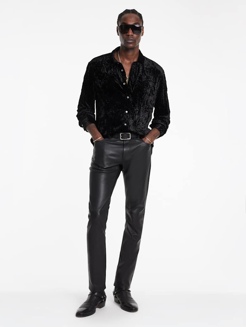 John Varvatos THE ROCKER LEATHER PANTS Clothing Bottoms THE ROCKER LEATHER PANTS BLACK