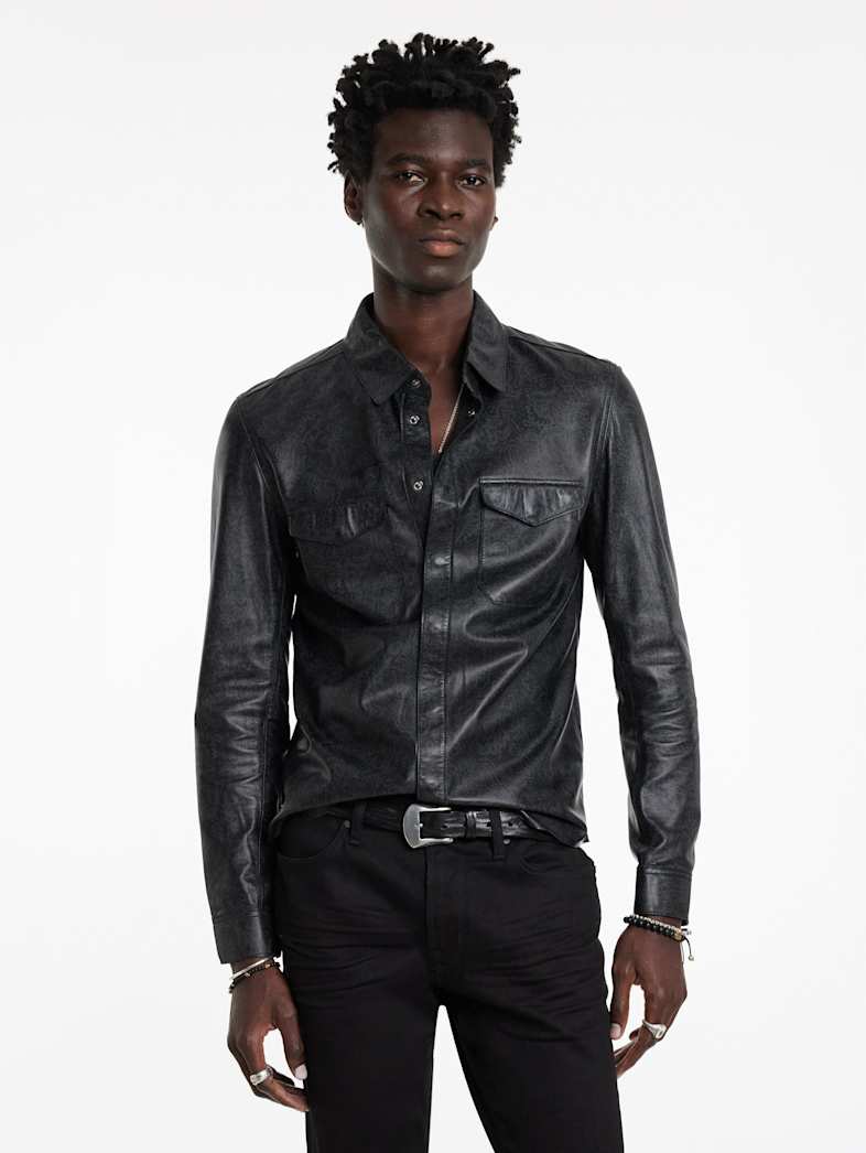 John Varvatos TRAVIS SHIRT JACKET Outlet Outlet Leather & Outerwear TRAVIS SHIRT JACKET BLACK