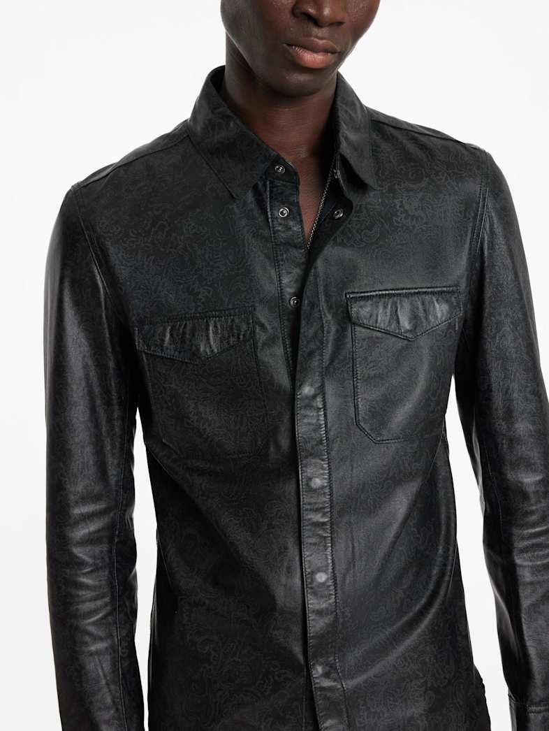 John Varvatos TRAVIS SHIRT JACKET Outlet Outlet Leather & Outerwear TRAVIS SHIRT JACKET BLACK