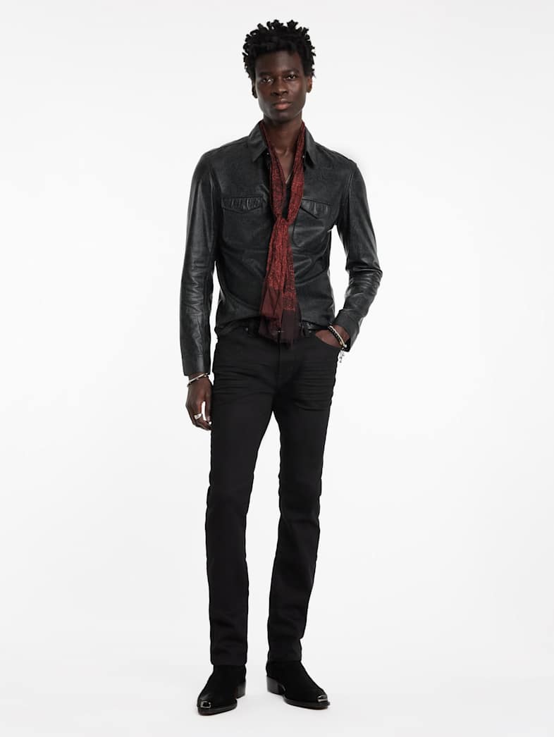 John Varvatos TRAVIS SHIRT JACKET Outlet Outlet Leather & Outerwear TRAVIS SHIRT JACKET BLACK