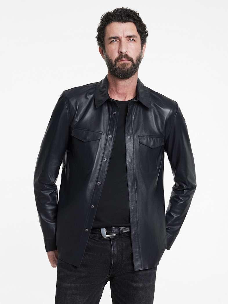 John Varvatos TRAVIS SHIRT JACKET Outlet Outlet Leather & Outerwear TRAVIS SHIRT JACKET DARK BLUE