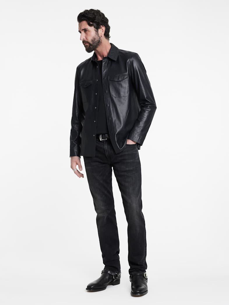 John Varvatos TRAVIS SHIRT JACKET Outlet Outlet Leather & Outerwear TRAVIS SHIRT JACKET DARK BLUE