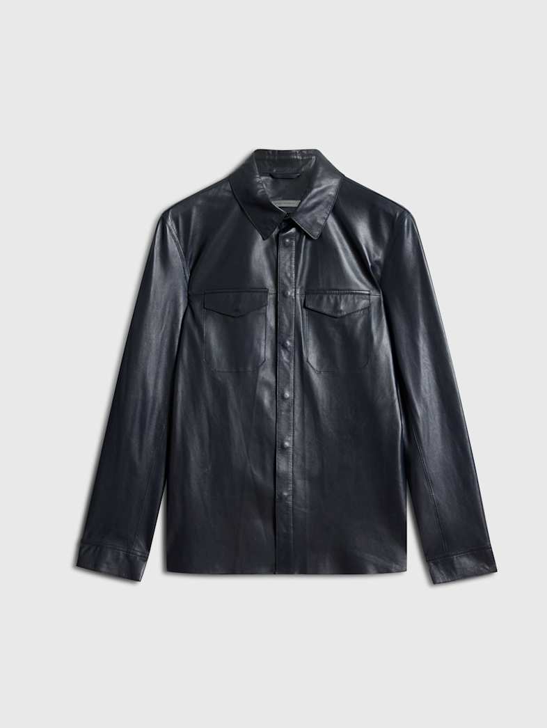 john varvatos TRAVIS SHIRT JACKET Outlet Outlet Leather & Outerwear TRAVIS SHIRT JACKET DARK BLUE