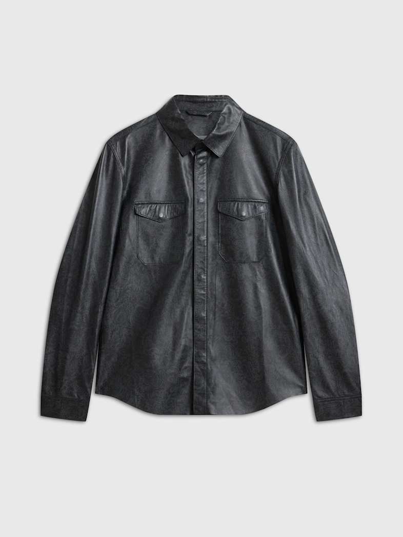 john varvatos TRAVIS SHIRT JACKET Outlet Outlet Leather & Outerwear TRAVIS SHIRT JACKET BLACK