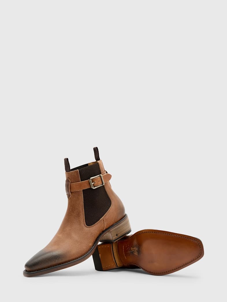 John Varvatos WALKER BUCKLE CHELSEA BOOT Outlet Outlet Shoes & Accessories WALKER BUCKLE CHELSEA BOOT LT BROWN