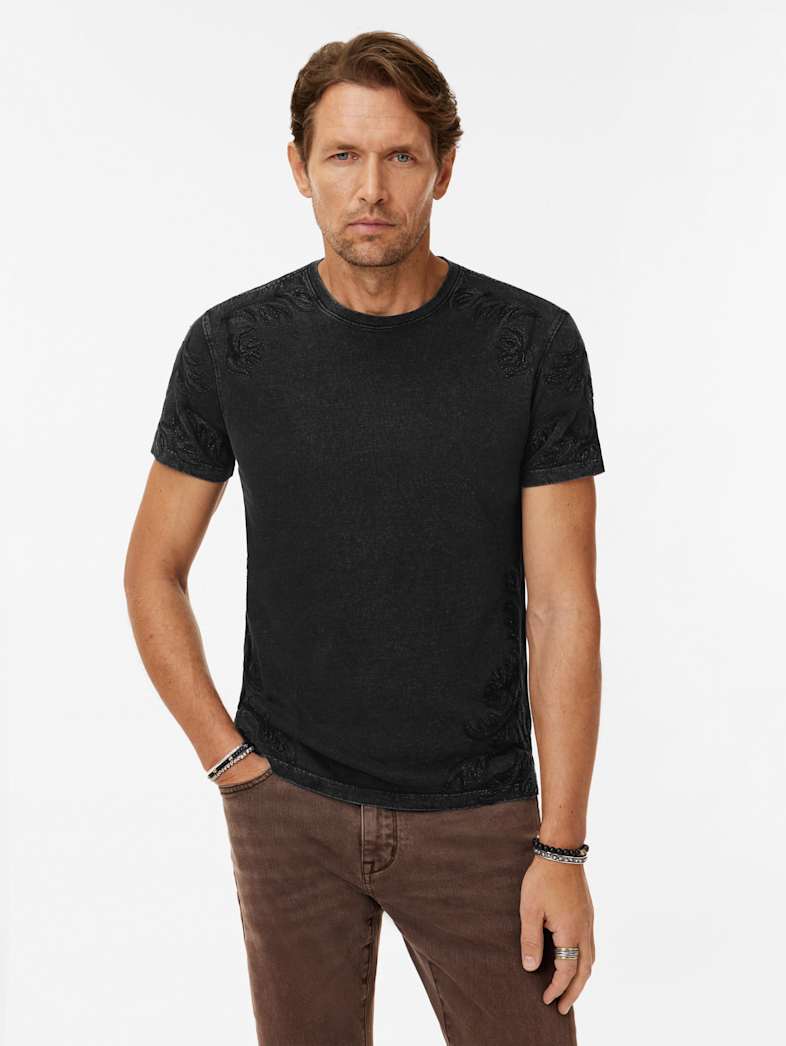 John Varvatos WESTERN EMBROIDERY TEE Clothing Tops Graphic Tees WESTERN EMBROIDERY TEE BLACK