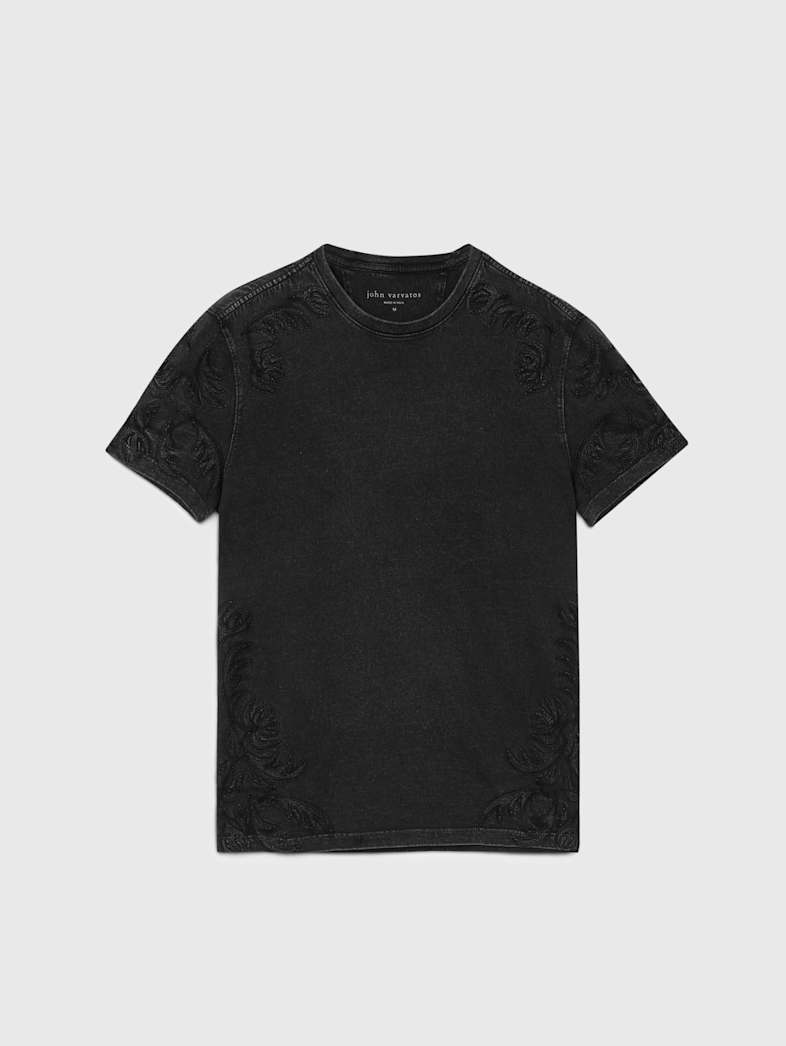 john varvatos WESTERN EMBROIDERY TEE Clothing Tops Graphic Tees WESTERN EMBROIDERY TEE BLACK