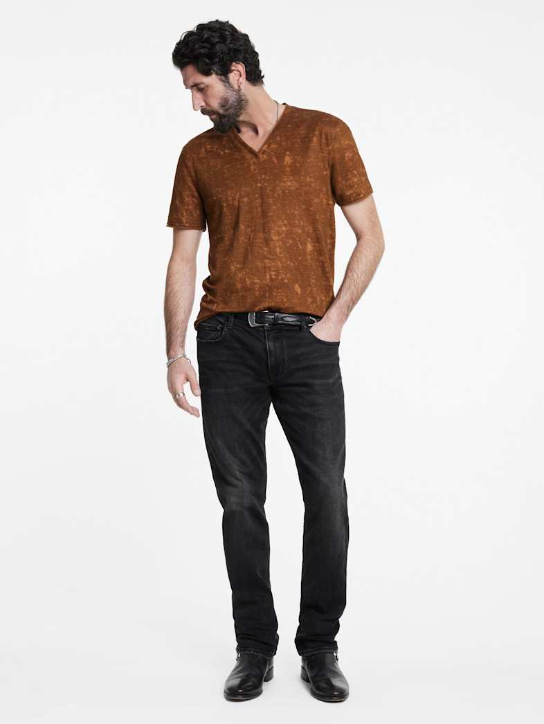 John Varvatos WOOSTER V-NECK Outlet Outlet Tops WOOSTER V NECK FLAX HEATHER