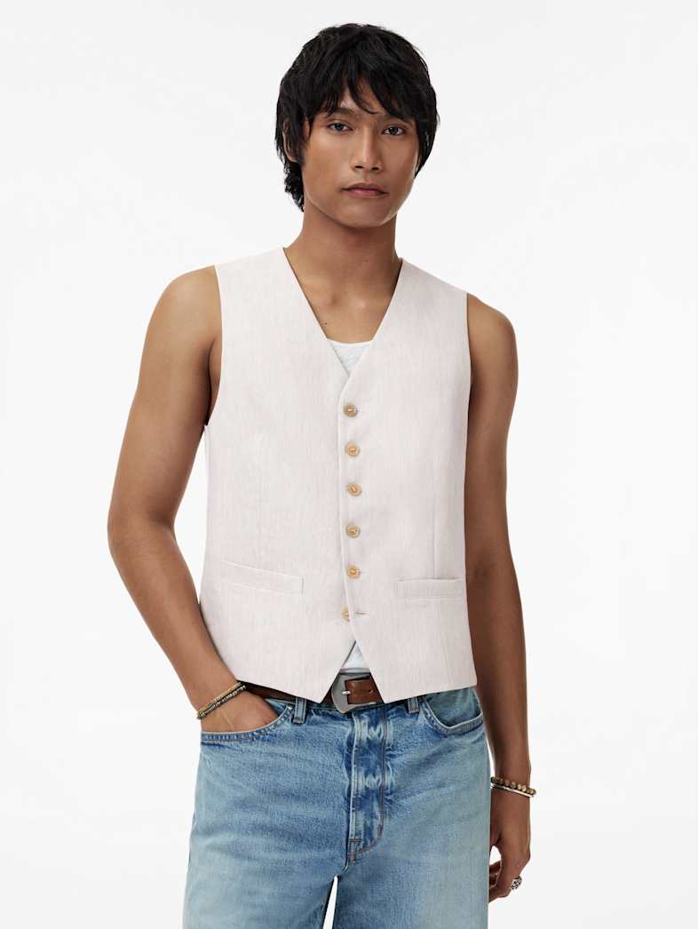 John Varvatos WOOSTER VEST Clothing Featured Suiting WOOSTER VEST MUSHROOM