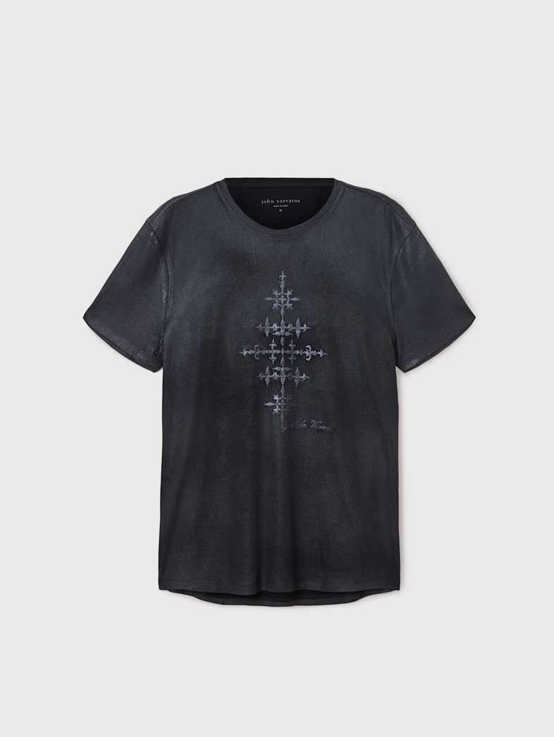 john varvatos WROUGHT IRON TEE Clothing Tops Graphic Tees WROUGHT IRON TEE BLACK