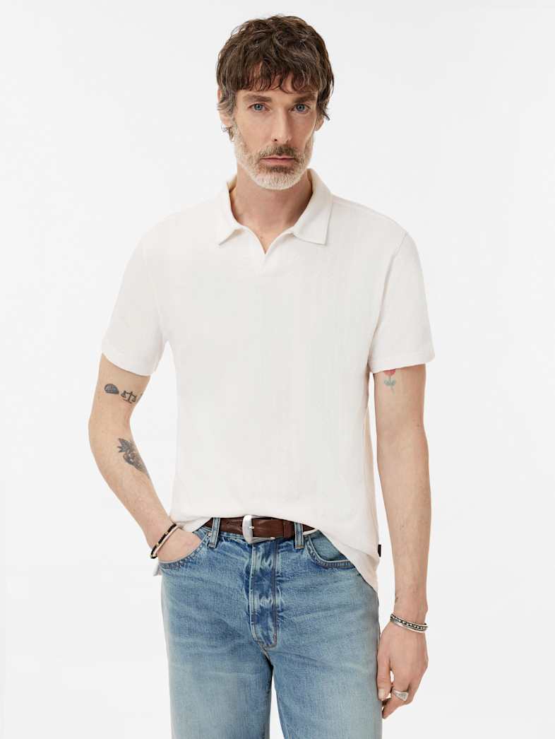 John Varvatos ZION POLO Clothing Tops Polos ZION POLO SALT