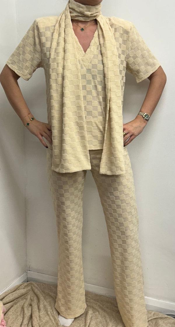 john varvatos Buttermilk T-Shirt Towelling Square Print Scarf Suit