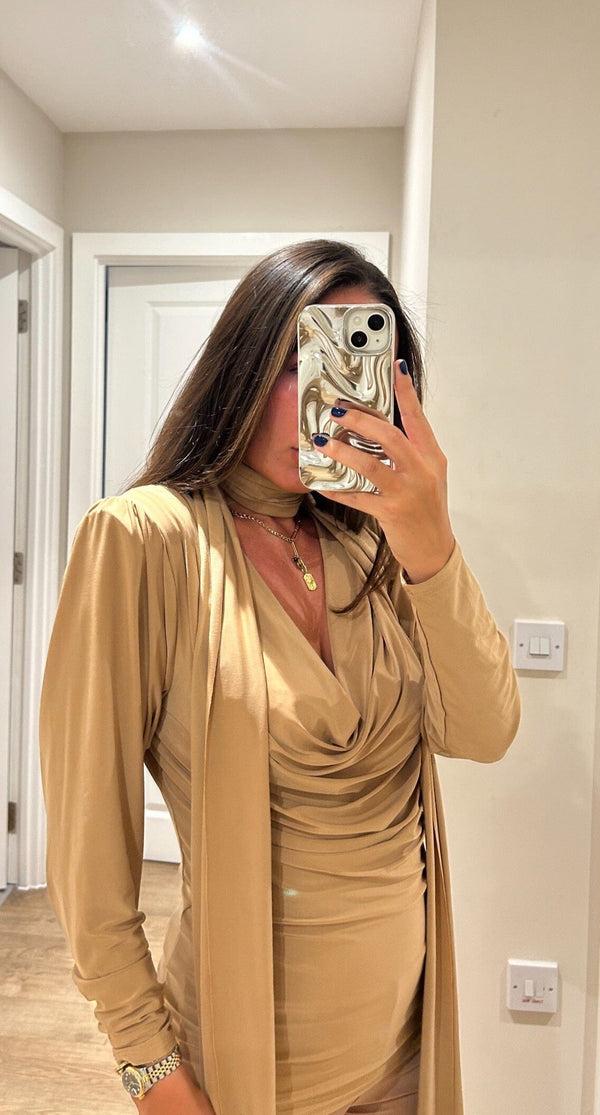 john varvatos Camel Cowl Neck Long Sleeve Loungewear