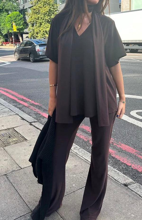 john varvatos Chocolate Brown Oversized T-Shirt Loungewear