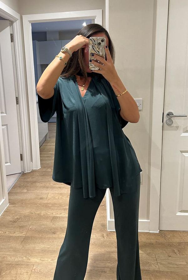 John Varvatos Forest Green Brown Oversized T-Shirt Loungewear