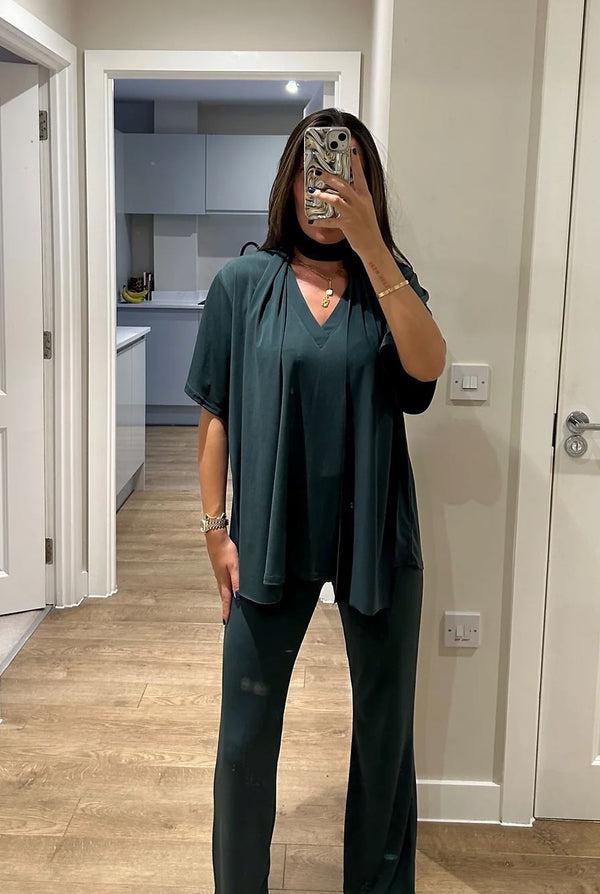 john varvatos Forest Green Brown Oversized T-Shirt Loungewear