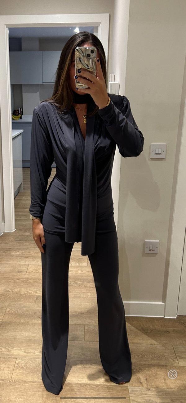 John Varvatos Grey Cowl Neck Long Sleeve Loungewear