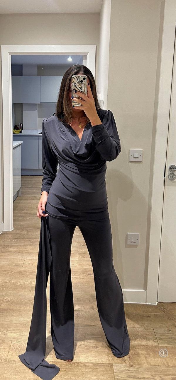 john varvatos Grey Cowl Neck Long Sleeve Loungewear