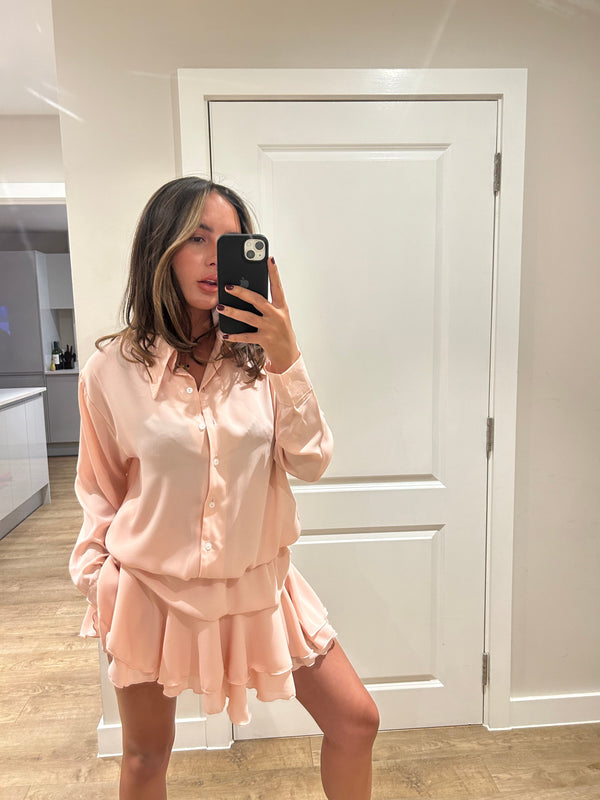 John Varvatos Baby Pink Frill Chiffon Dress