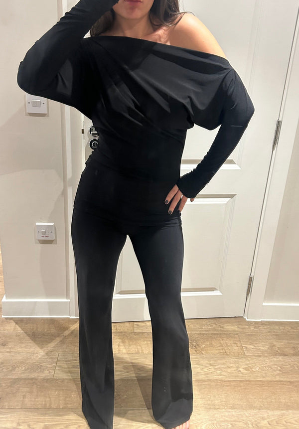 john varvatos Black Off Shoulder Suit