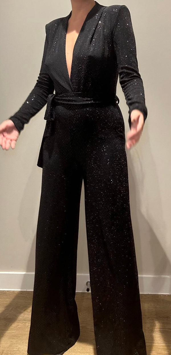 John Varvatos Black Sequin Jumpsuit
