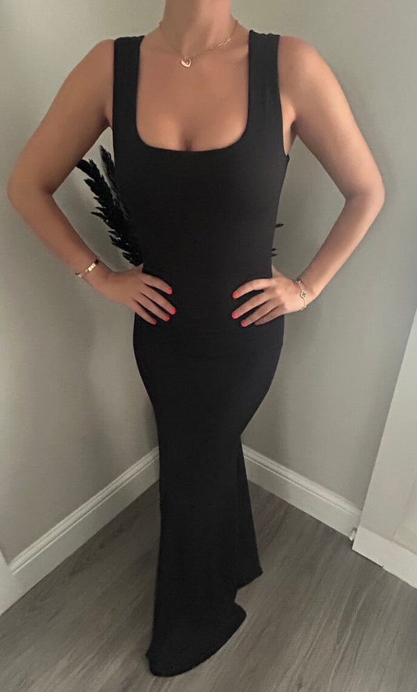 john varvatos Black Square Neck Long Maxi