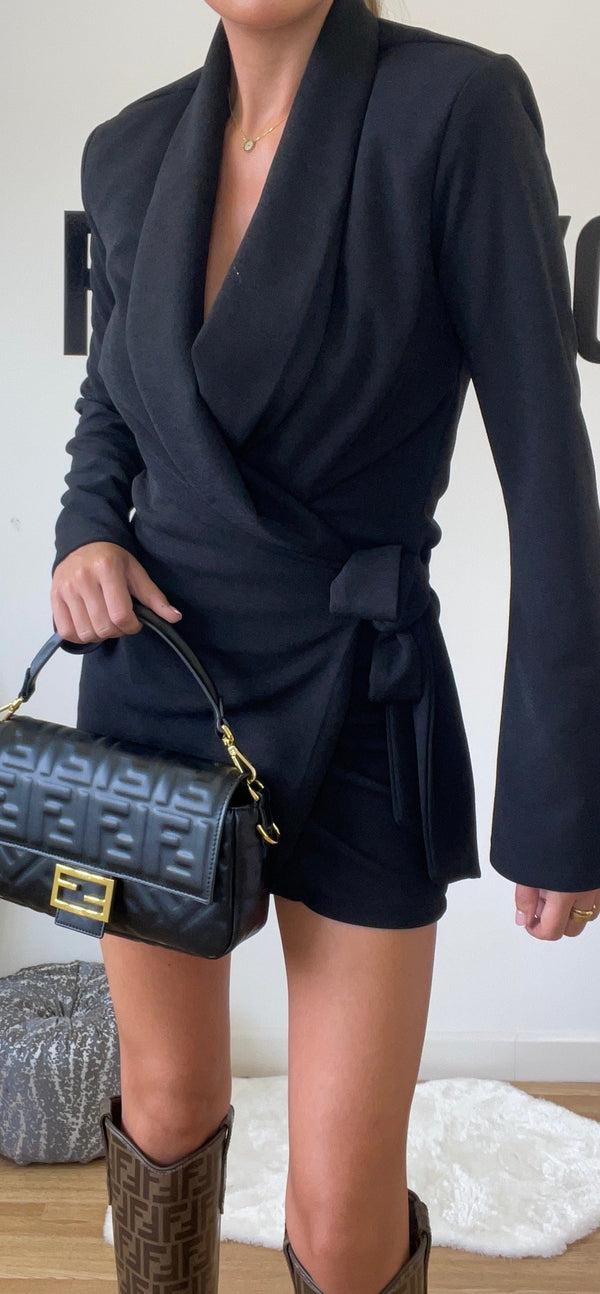 john varvatos Black Wrap Blazer Dress