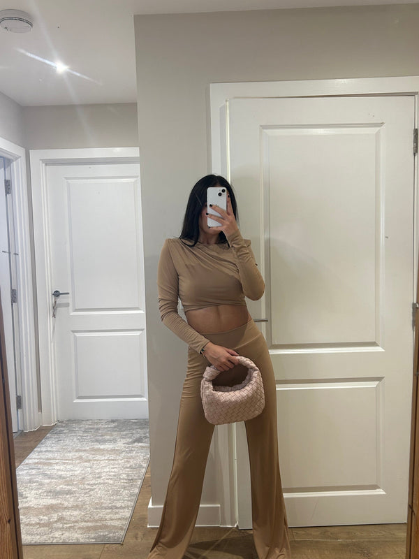 John Varvatos Camel Cross Over Crop Suit