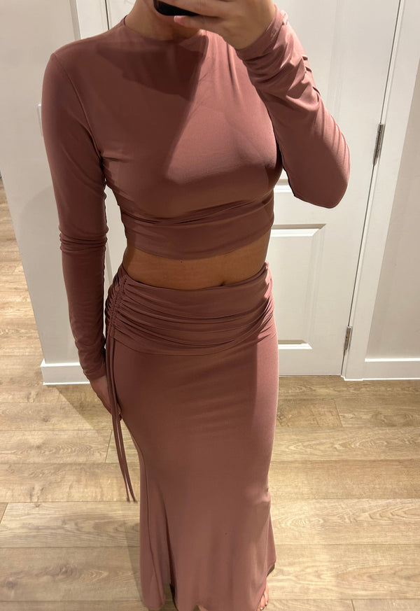 John Varvatos Chestnut Drawstring Maxi Suit