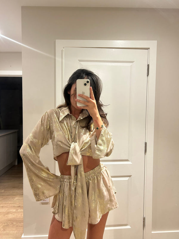 john varvatos Gold Shirt and Frill Short Suit