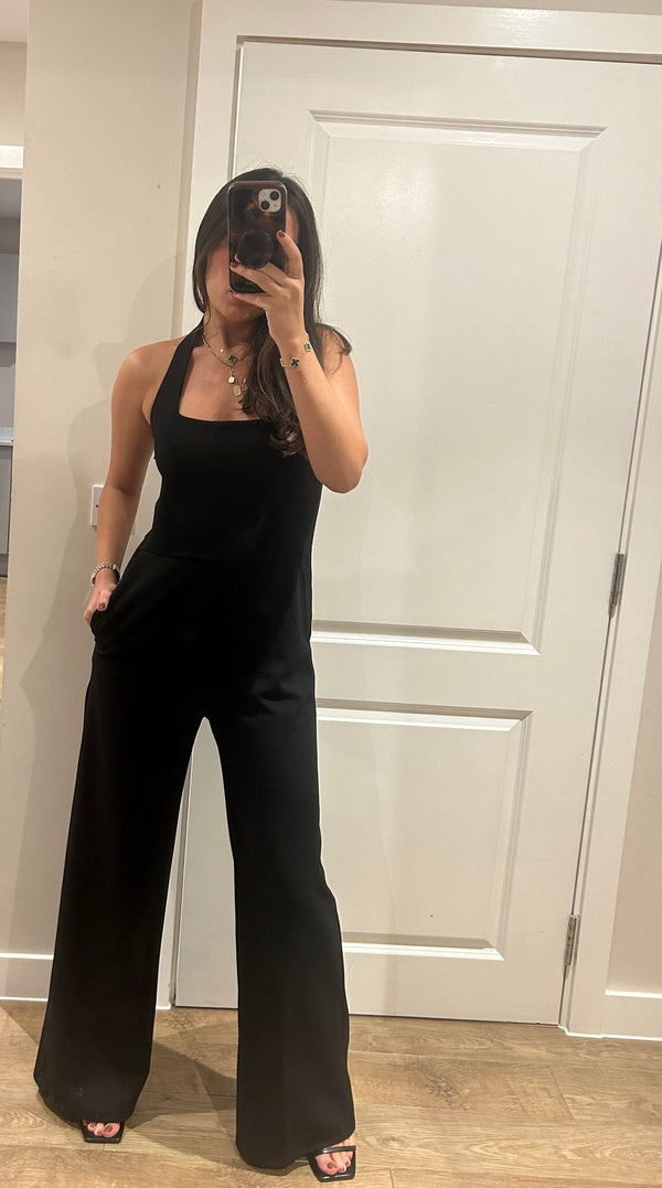 john varvatos Halterneck Structured Jumpsuit