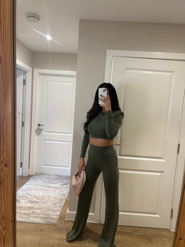 John Varvatos Khaki Cross Over Crop Suit