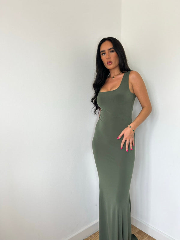 john varvatos Khaki Square Neck Long Maxi