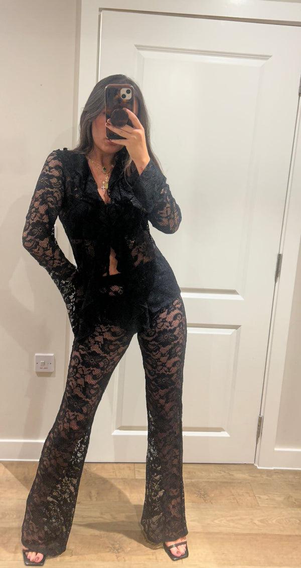 john varvatos Lace Blouse & Trouser Suit