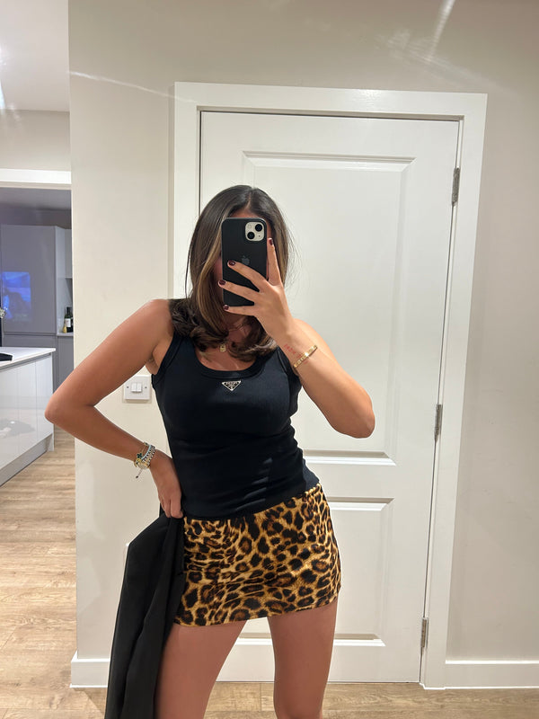 John Varvatos Leopard Print Mini Skirt