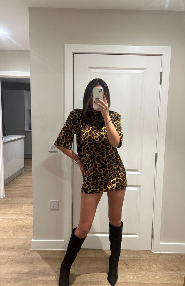 John Varvatos Leopard T-shirt And Mini Skirt Suit