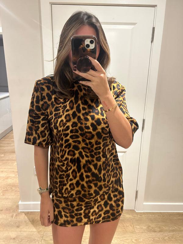 John Varvatos Leopard T-shirt And Mini Skirt Suit