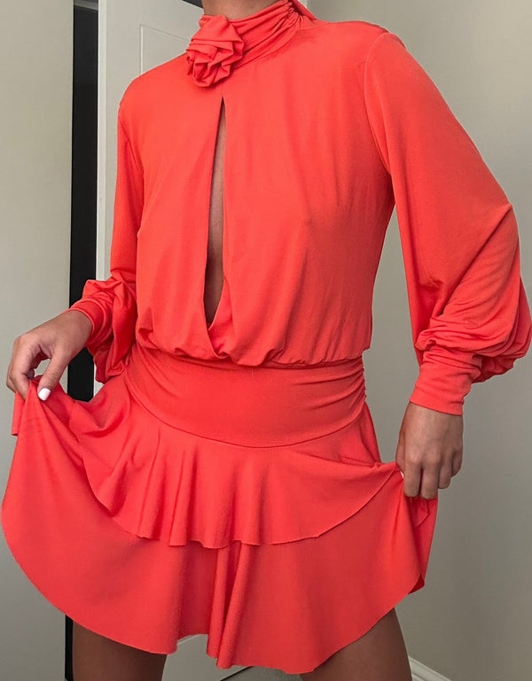 John Varvatos Orange Rose Split Top And Mini Skirt