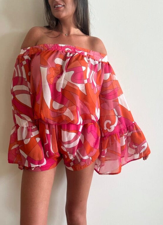 John Varvatos Pucci Print Off Shoulder Set